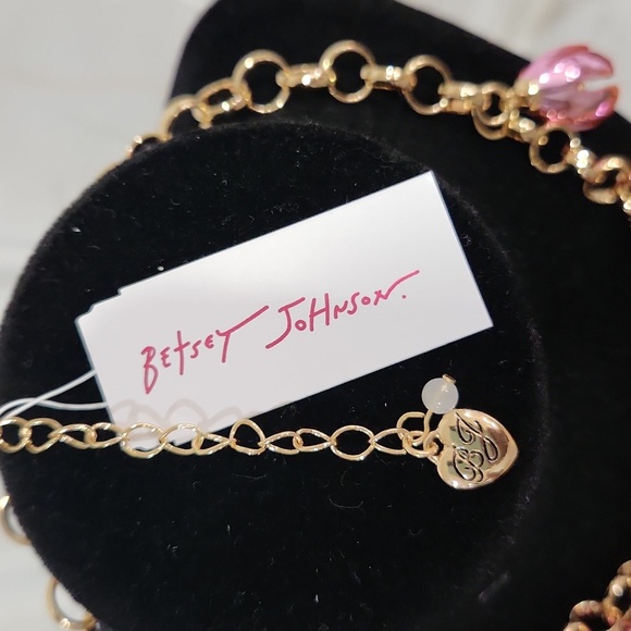 🔹️BETSEY JOHNSON🔹️Pink Garden Glam Tulip Charm Chain 16"  Necklace - Picture 11 of 13